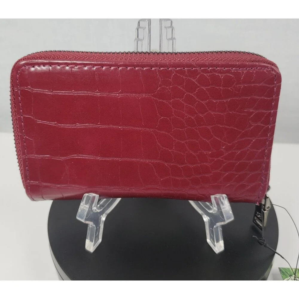 Badgley Mischka Croco Coin Purse Vegan Leather Wine  NWT